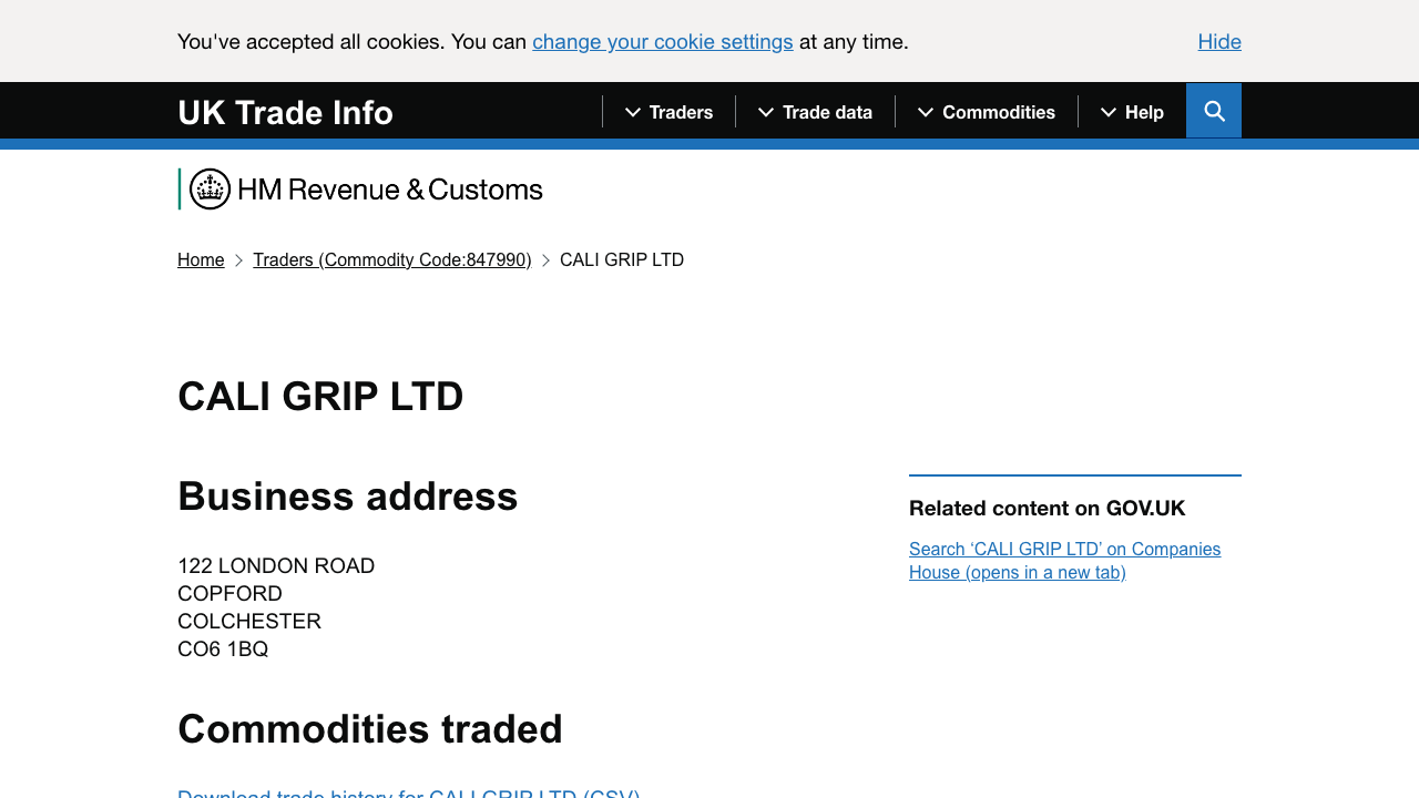 CALI GRIP LTD website preview