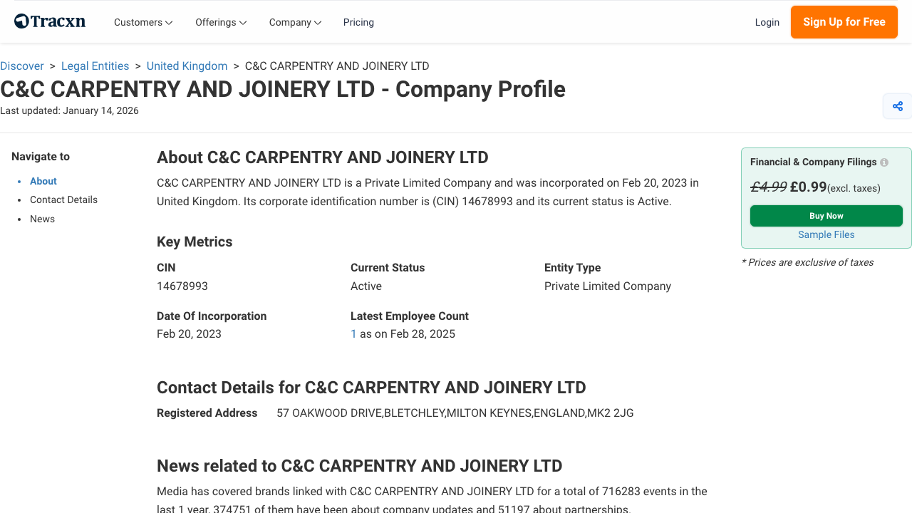 C&C CARPENTRY AND JOINERY LTD website preview