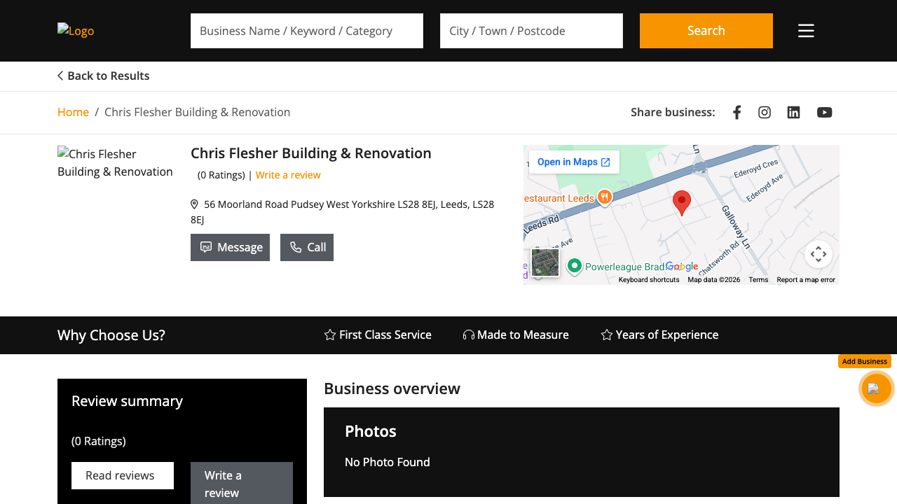 CHRIS FLESHER BUILDING & RENOVATION LIMITED website preview
