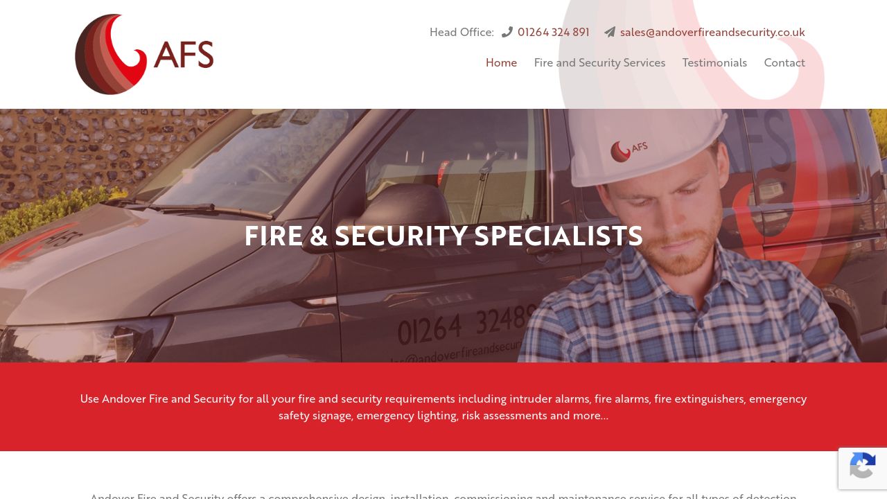 ANDOVER FIRE & SECURITY LTD website preview
