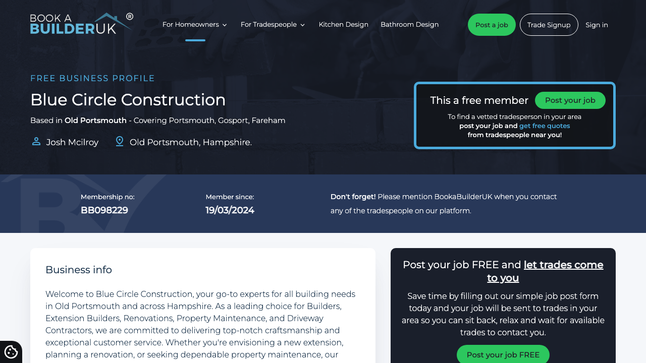 BLUE CIRCLE CONSTRUCTION & DEVELOPMENT LIMITED website preview