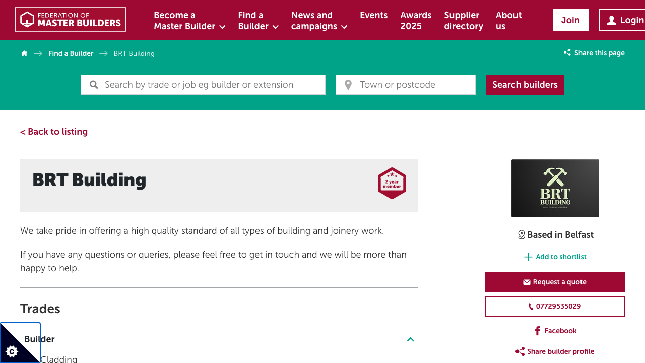 BRT BUILDERS LTD website preview