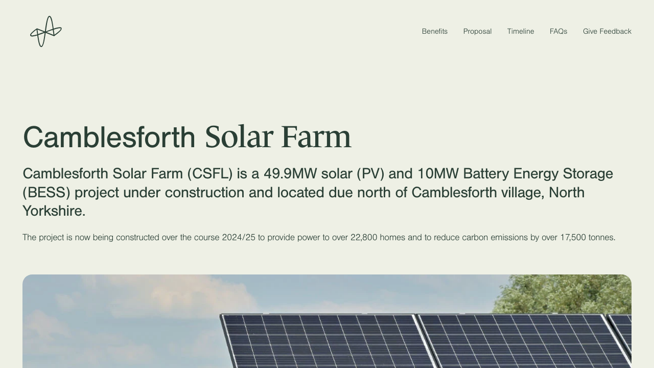 CAMBLESFORTH SOLAR FARM LIMITED website preview