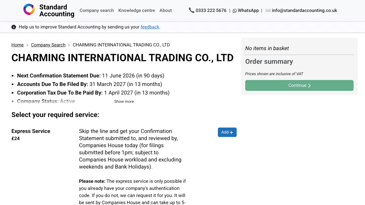 CHARMING INTERNATIONAL TRADING CO., LTD website preview