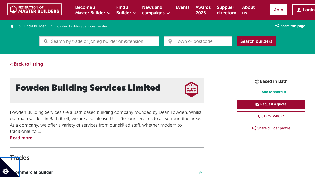FOWDEN BUILDING SERVICES LIMITED website preview