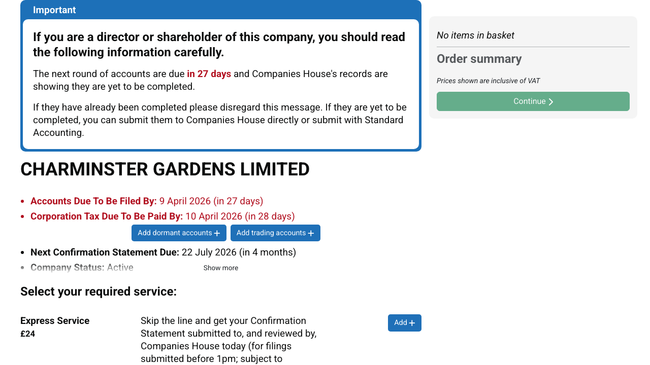 CHARMINSTER GARDENS LIMITED website preview