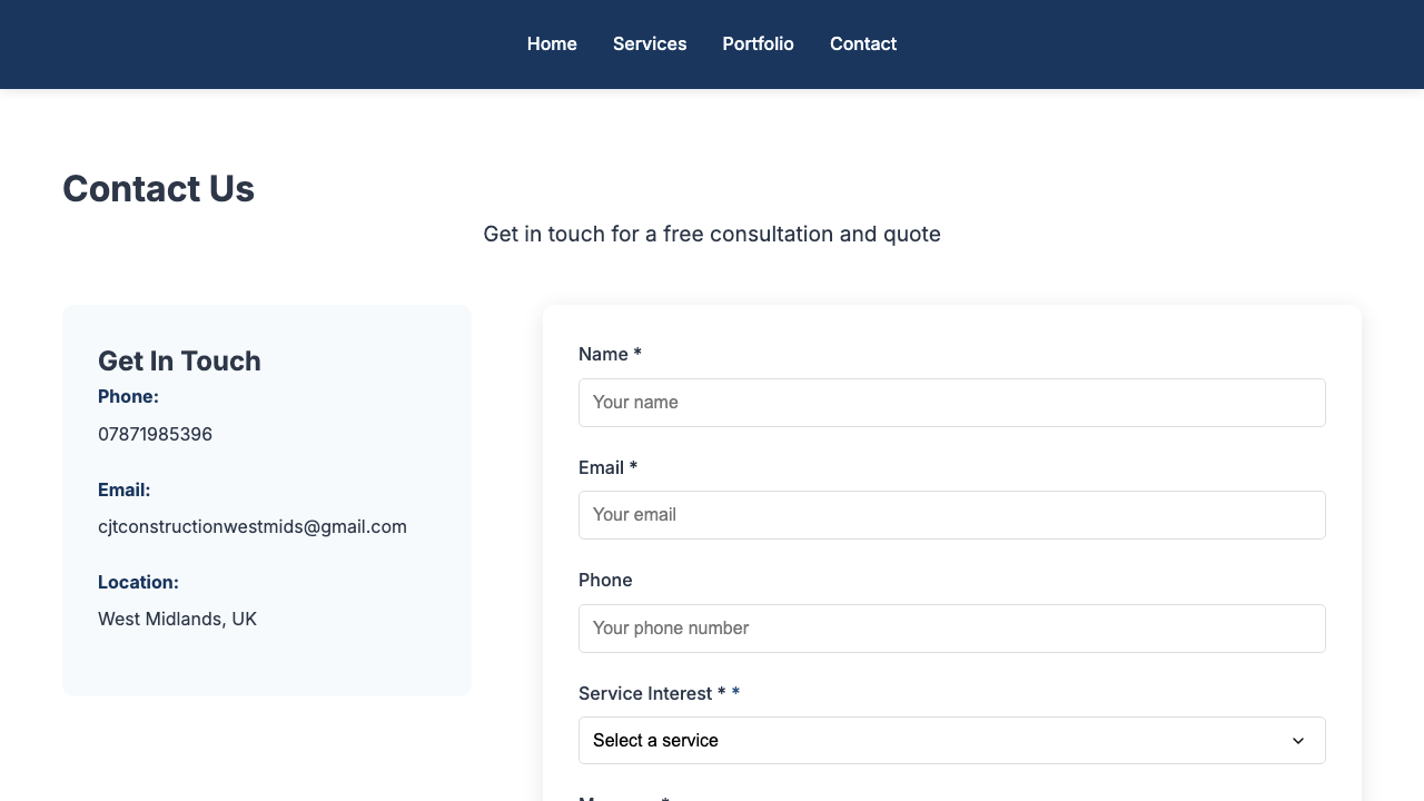 CJT INSTALLATIONS LTD website preview