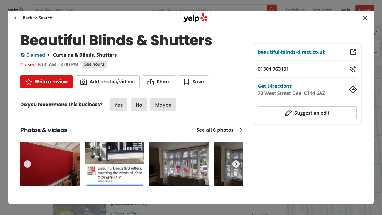 BEAUTIFUL BLINDS OF DEAL LTD website preview