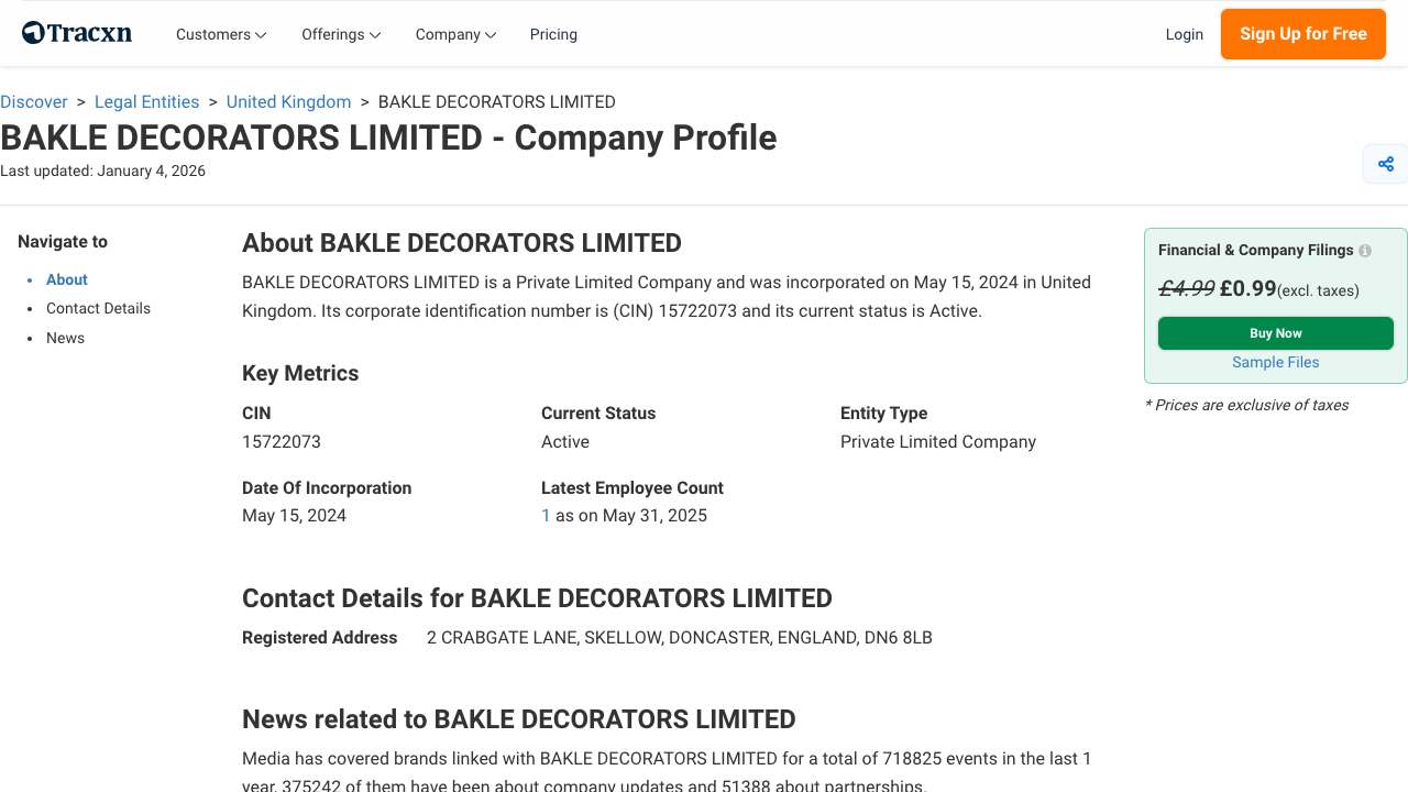 BAKLE DECORATORS LIMITED website preview