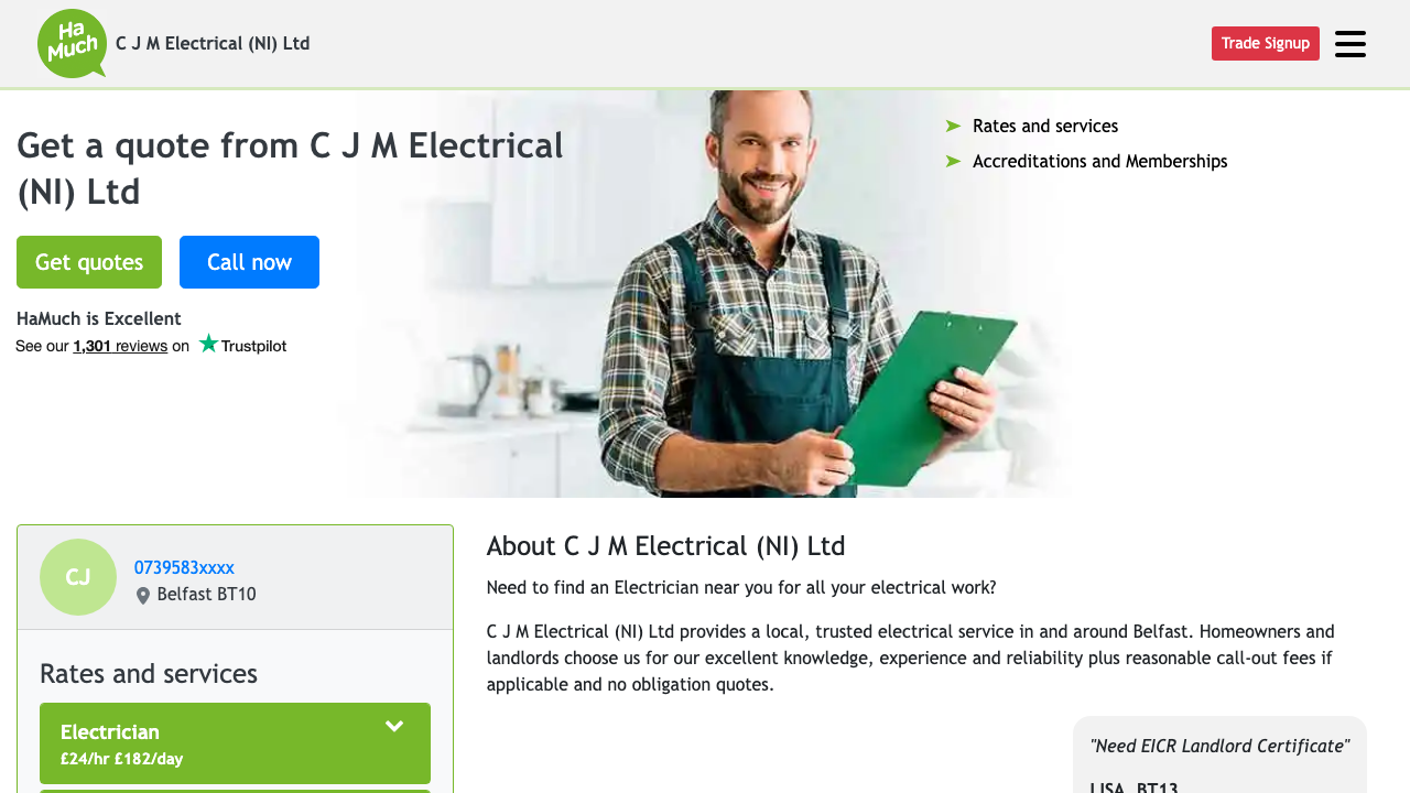 CJM ELECTRICAL(NI) LTD website preview