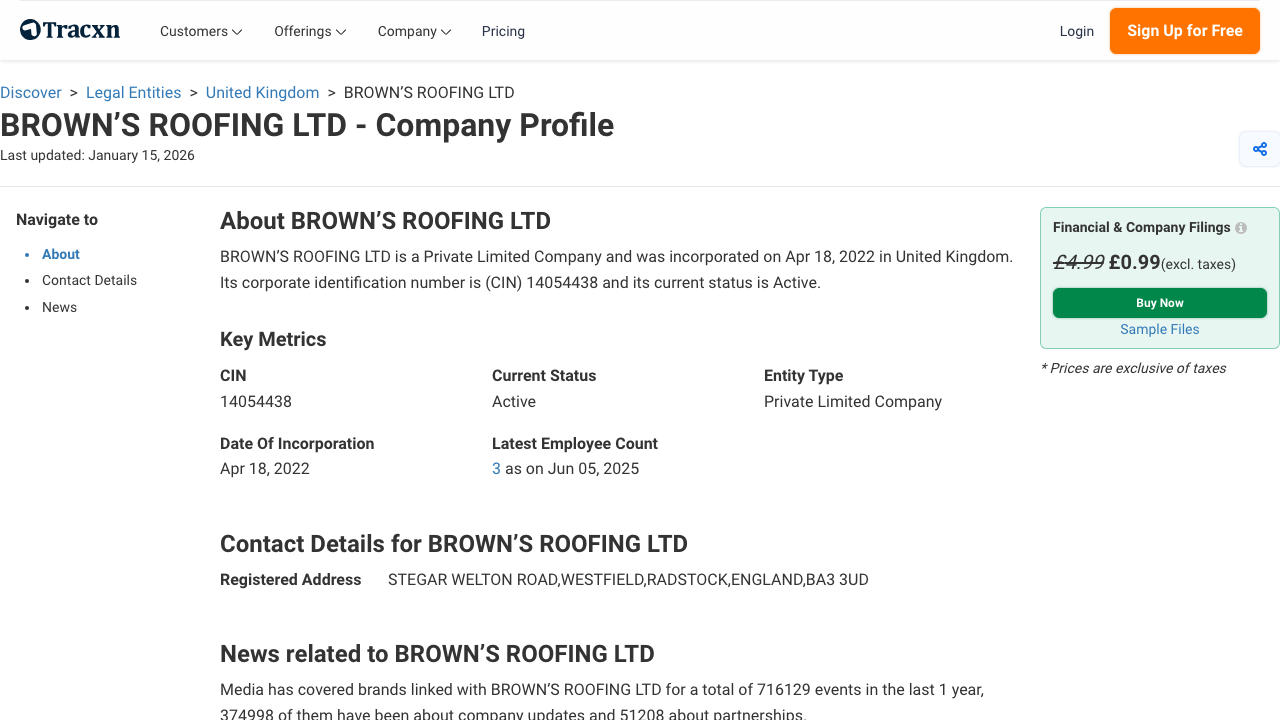 BROWN’S ROOFING LTD website preview