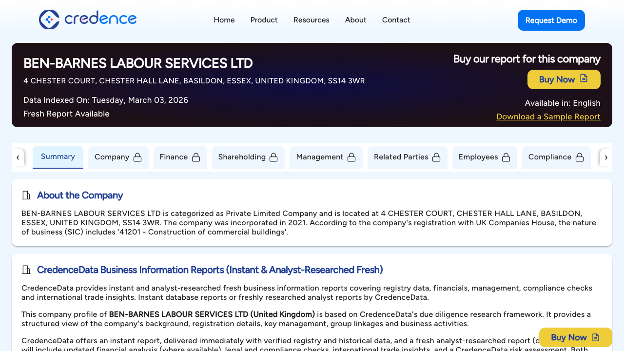 BEN-BARNES LABOUR SERVICES LTD website preview