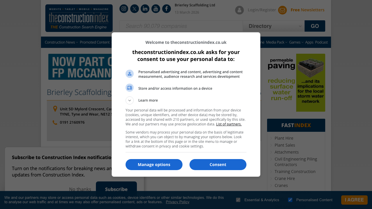 BRIERLEY SCAFFOLDING LIMITED website preview