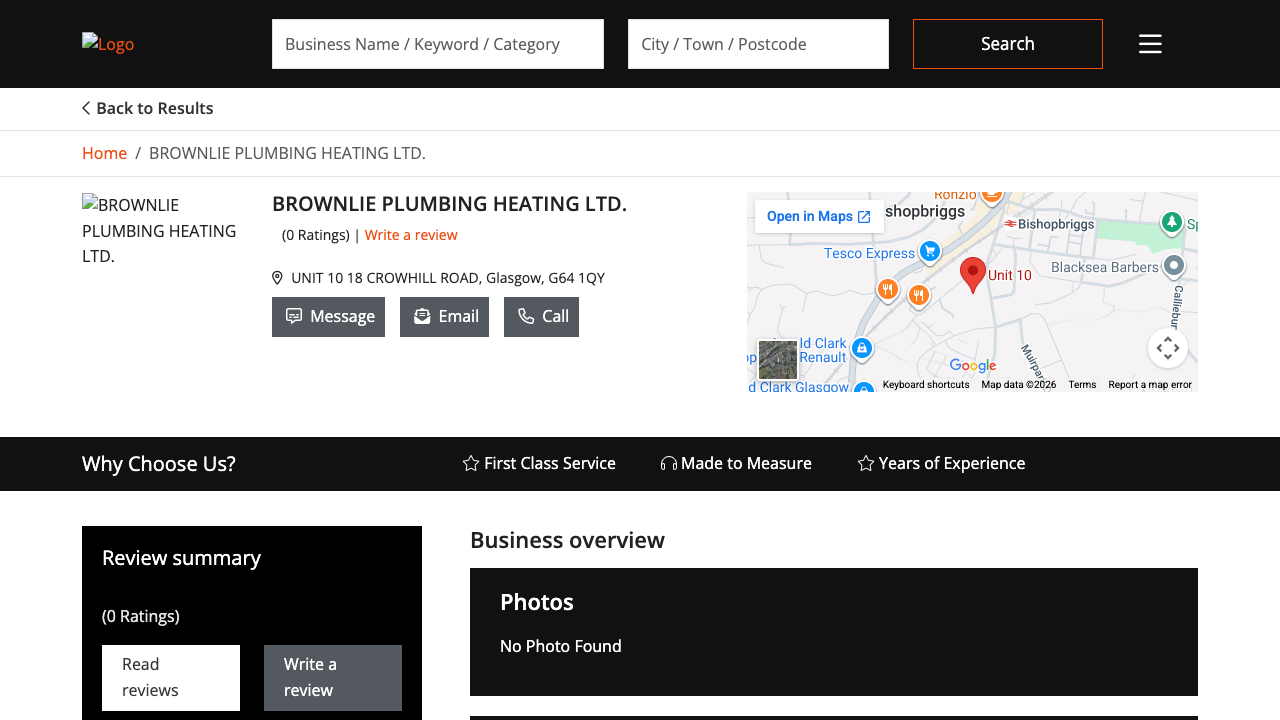 BROWNLIE PLUMBING & HEATING LTD. website preview