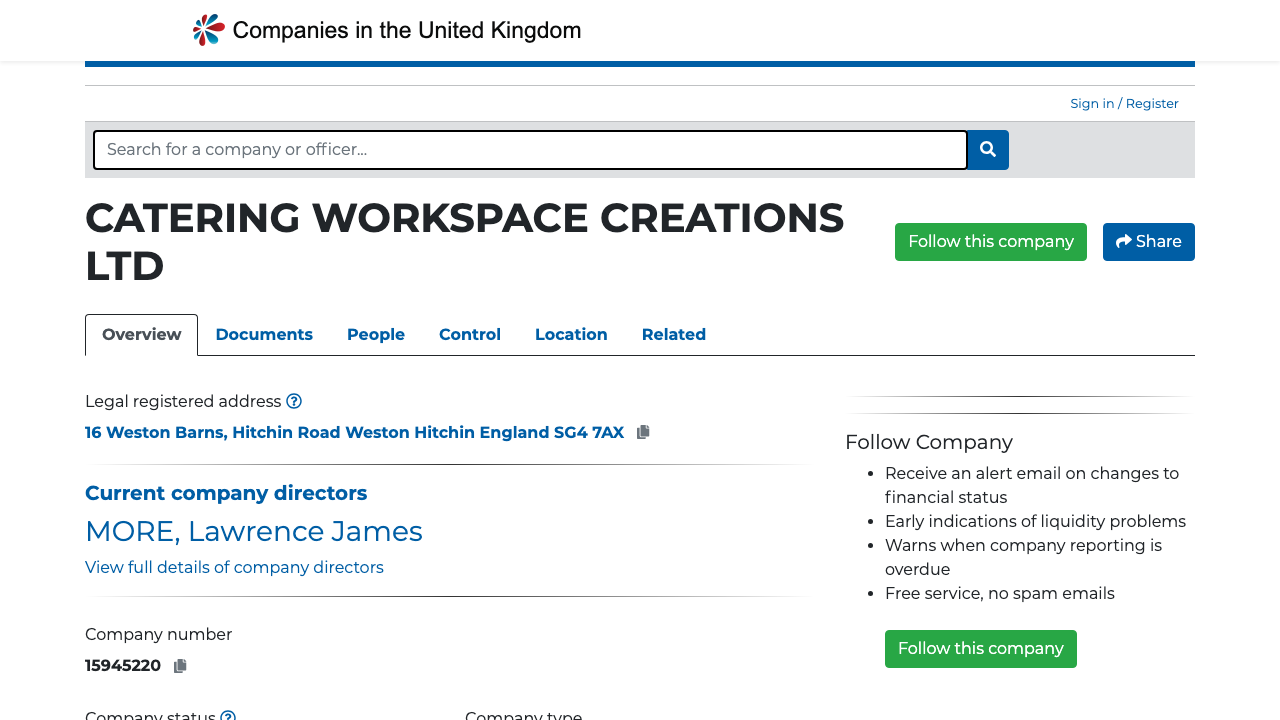 CATERING WORKSPACE CREATIONS LTD website preview
