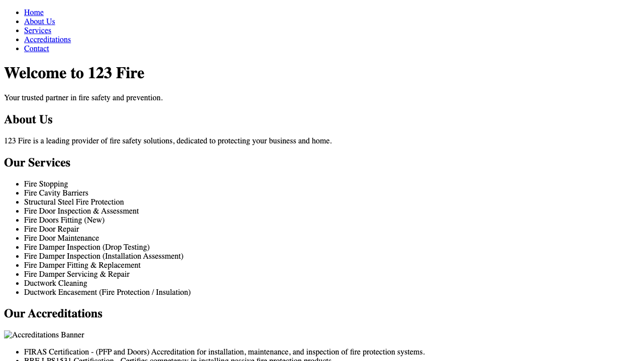 123 FIRE LIMITED website preview
