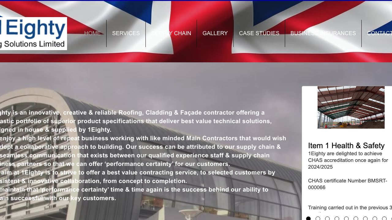 1EIGHTY ROOFING SOLUTIONS LIMITED website preview