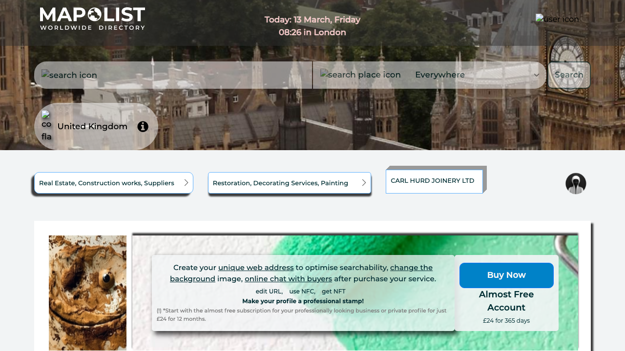 CARL HURD JOINERY LTD website preview