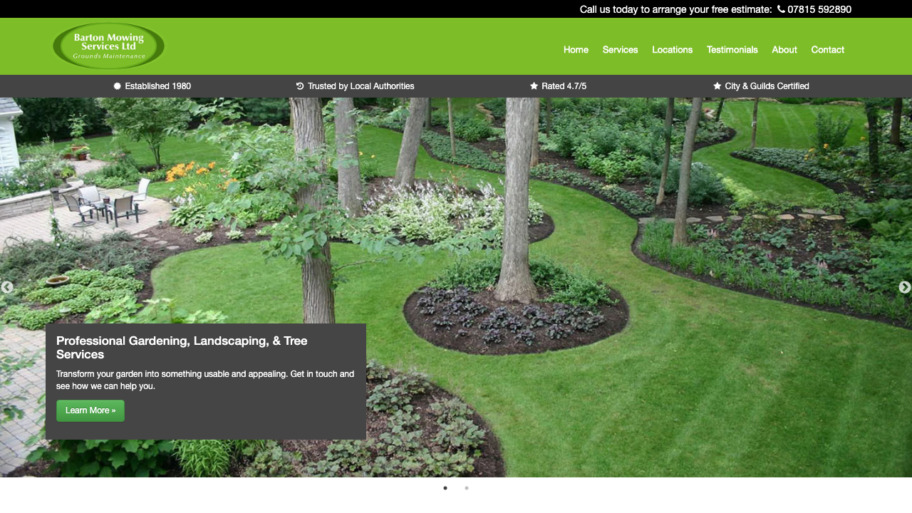 BARTON MOWING SERVICES LIMITED website preview