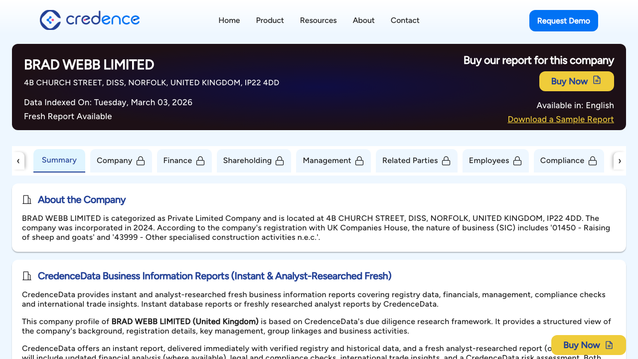 BRAD WEBB LIMITED website preview