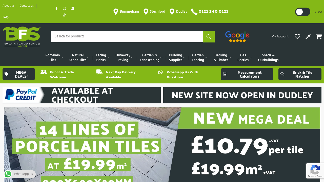 BFS TILES & BATHROOMS LTD website preview