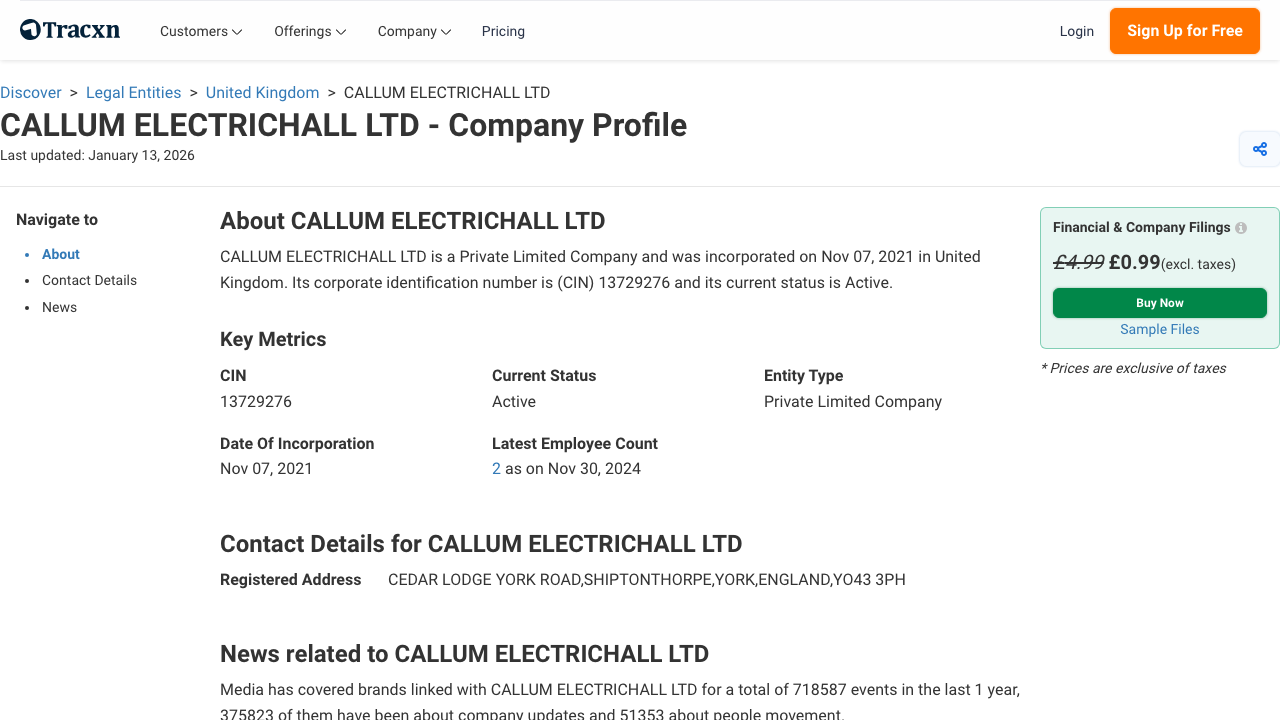 CALLUM ELECTRICHALL LTD website preview