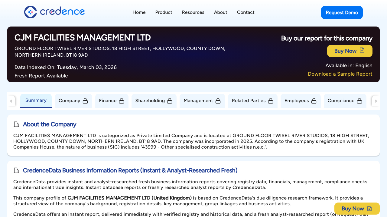 CJM FACILITIES MANAGEMENT LTD website preview
