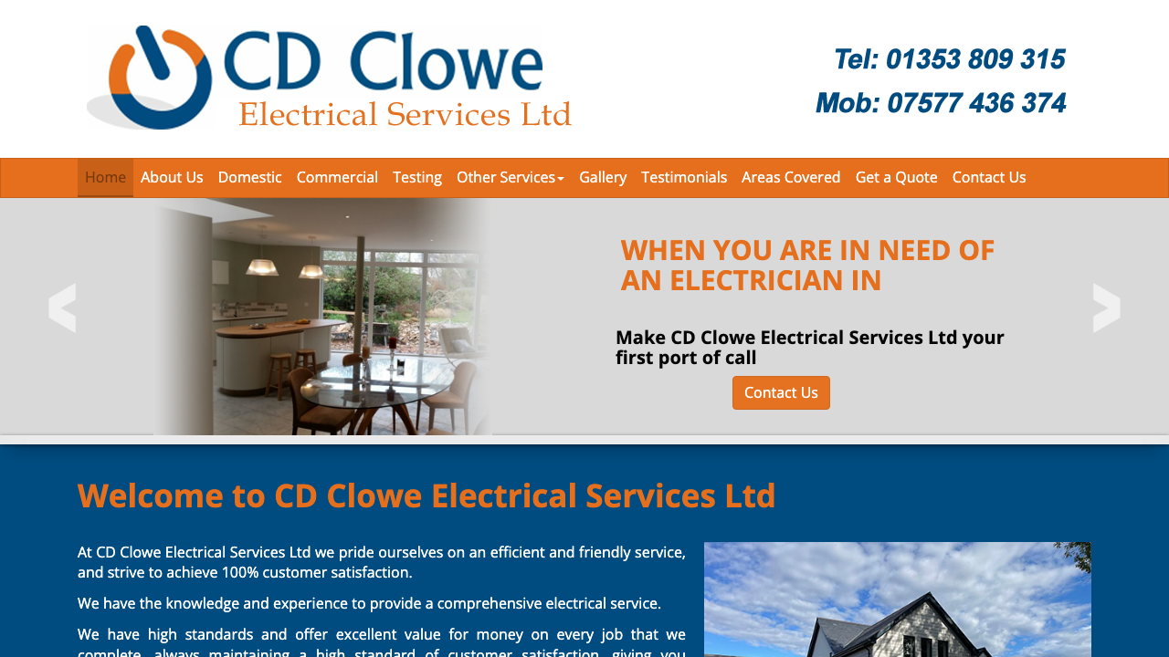 C D CLOWE ELECTRICAL SERVICES LTD website preview