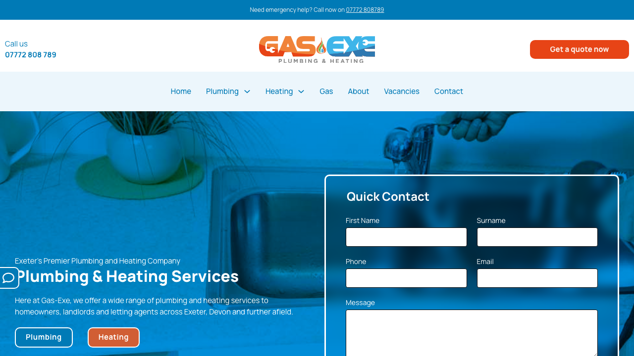 GAS-EXE PLUMBING & HEATING LTD website preview