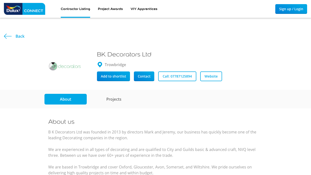 BK DECORATORS LTD website preview