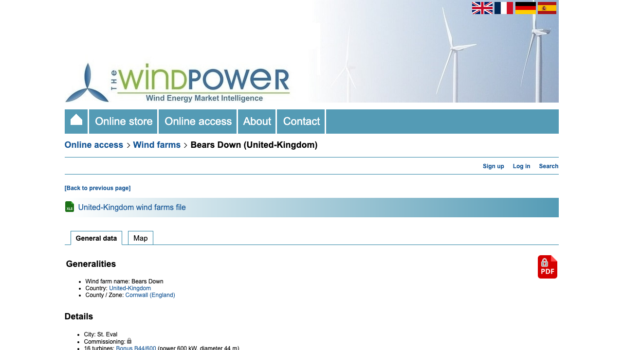 BEARS DOWN WINDFARM LIMITED website preview