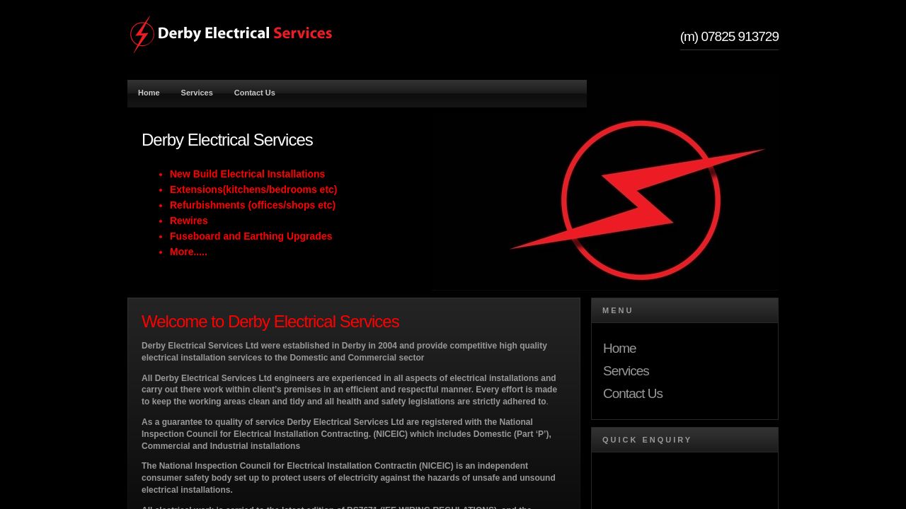 DERBY ELECTRICALS LTD website preview