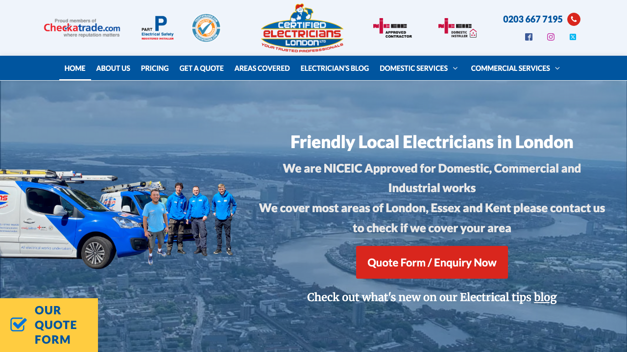 CERTIFIED ELECTRICIANS LONDON LTD website preview