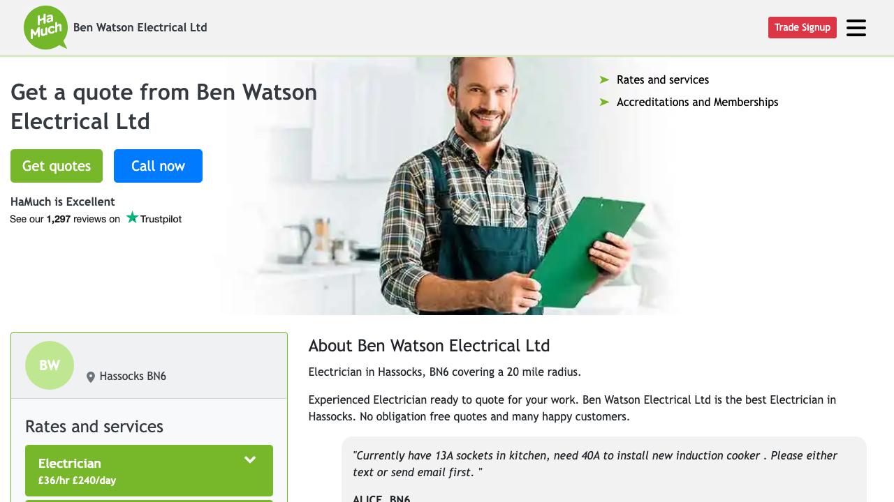 BEN WATSON ELECTRICAL LIMITED website preview