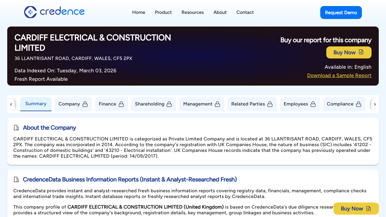CARDIFF ELECTRICAL & CONSTRUCTION LIMITED website preview