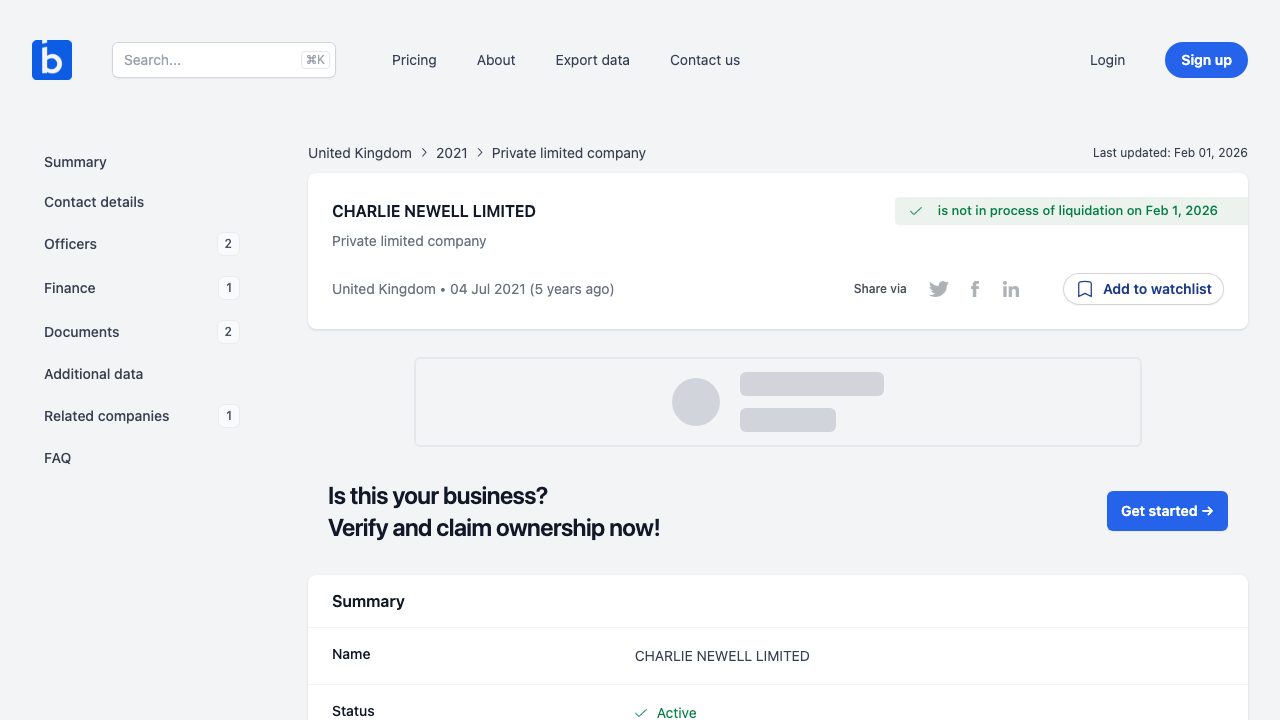 CHARLIE NEWELL LIMITED website preview