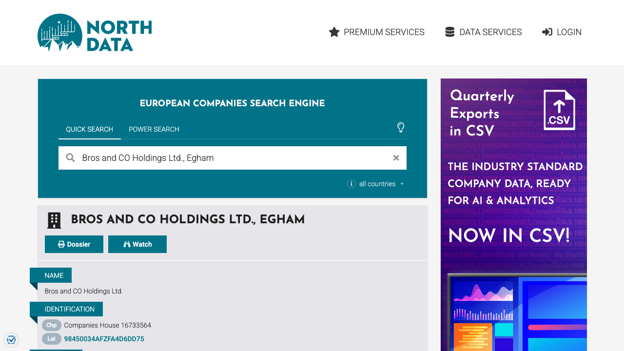 BROS AND CO GROUP LTD website preview