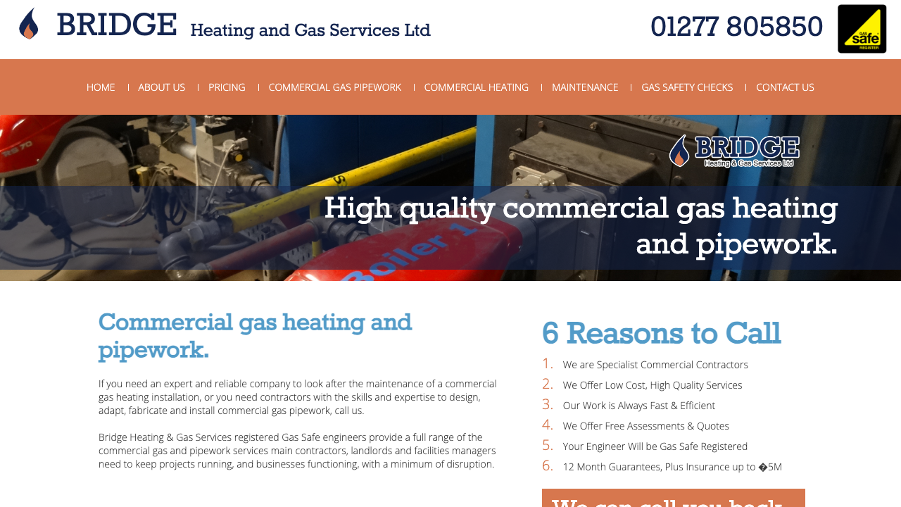 BRIDGE HEATING & GAS SERVICES LTD website preview