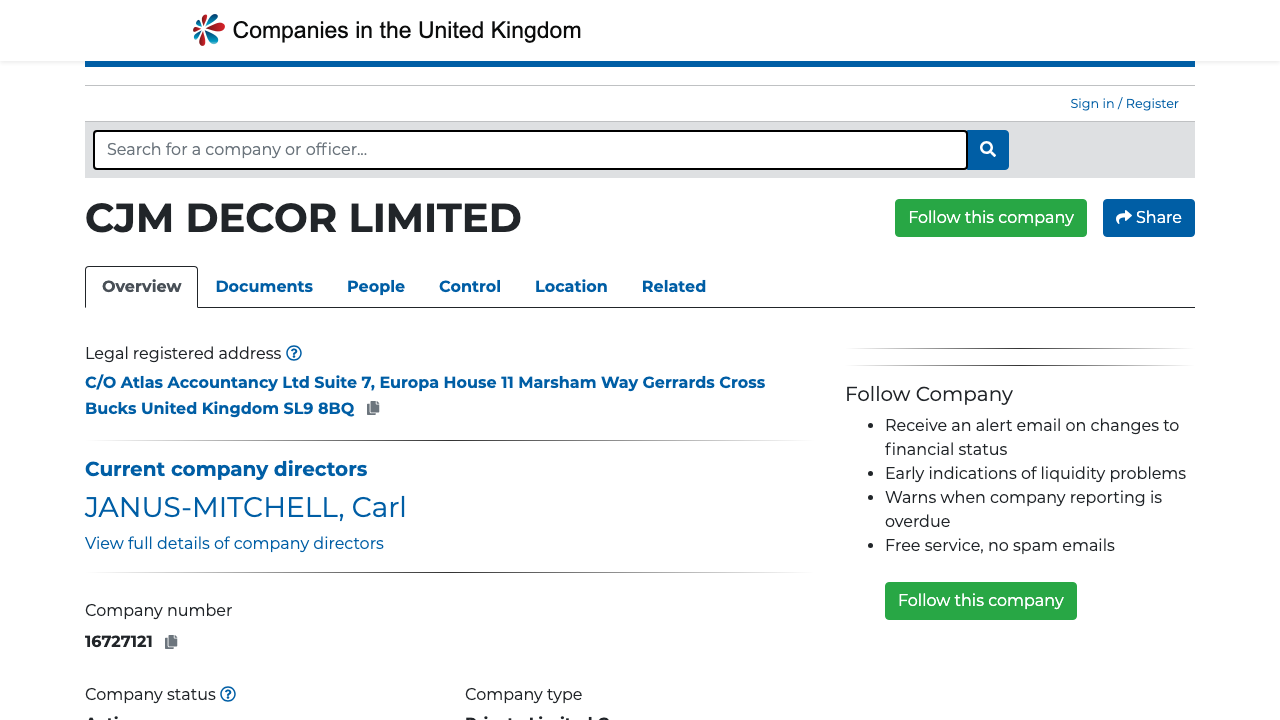 CJM DECOR LIMITED website preview