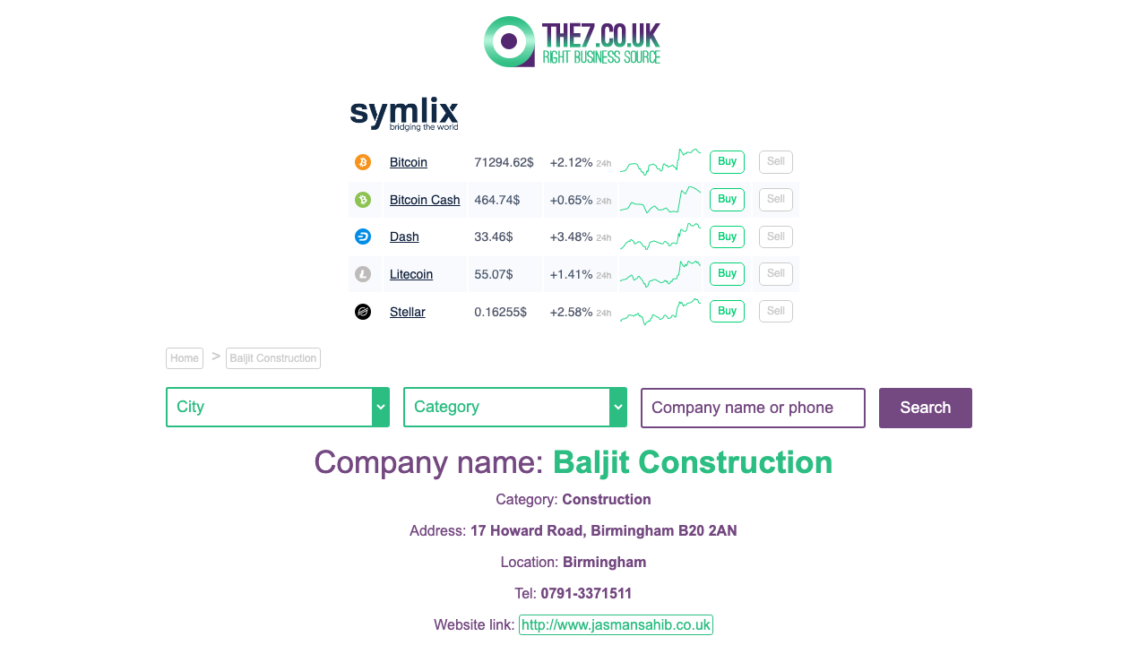 BALJIT CONSTRUCTION LTD website preview