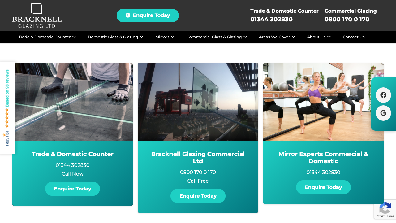 BRACKNELL GLAZING COMMERCIAL LIMITED website preview