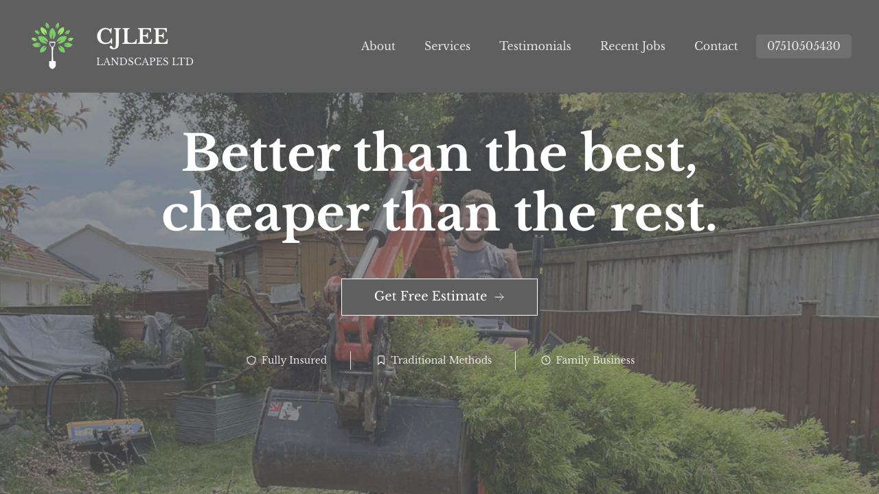 CJ LEE LANDSCAPES LTD website preview