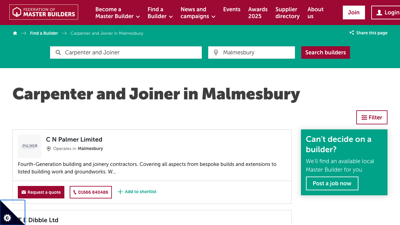 BRIDGES CARPENTRY LTD website preview