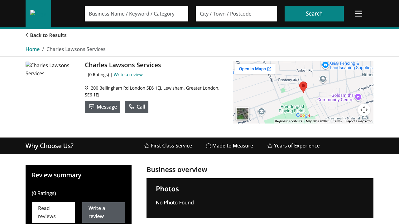CHARLES LAWSONS SERVICES LIMITED website preview