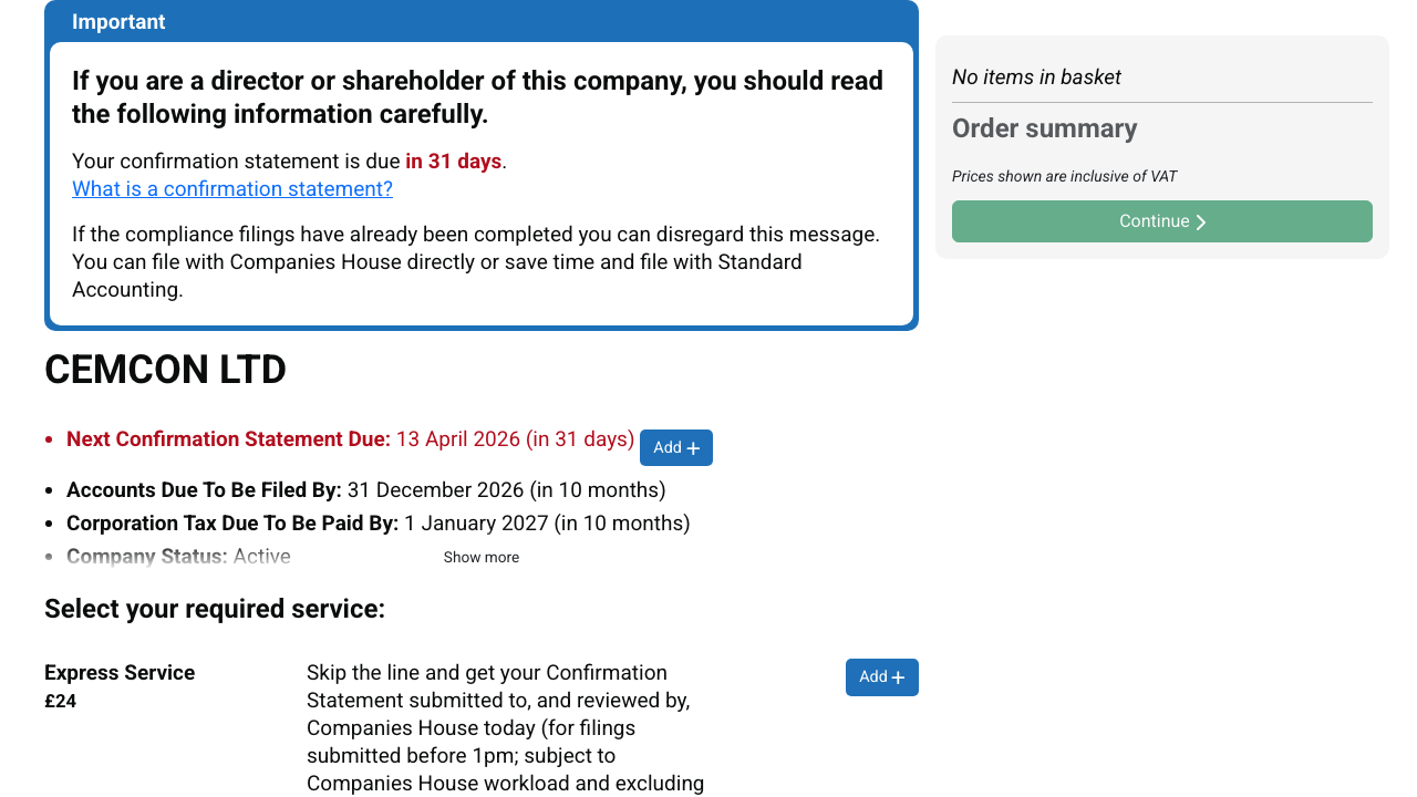 CEMCON LTD website preview