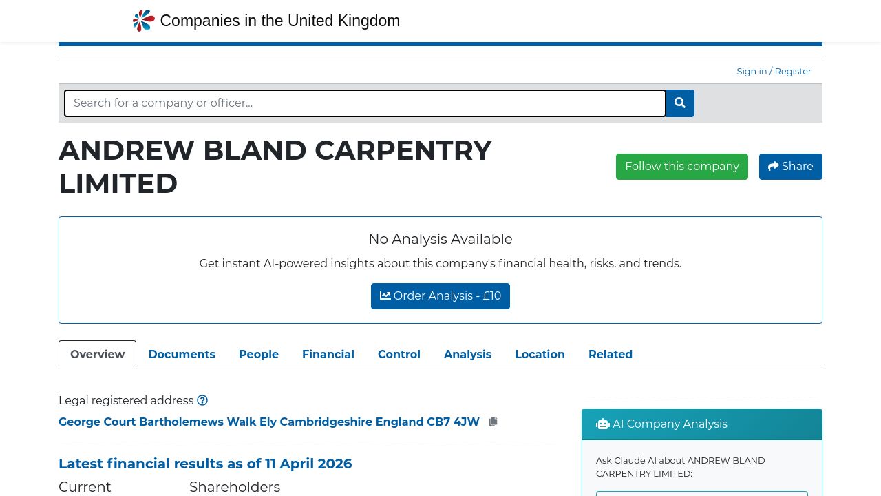 ANDREW BLAND CARPENTRY LIMITED website preview
