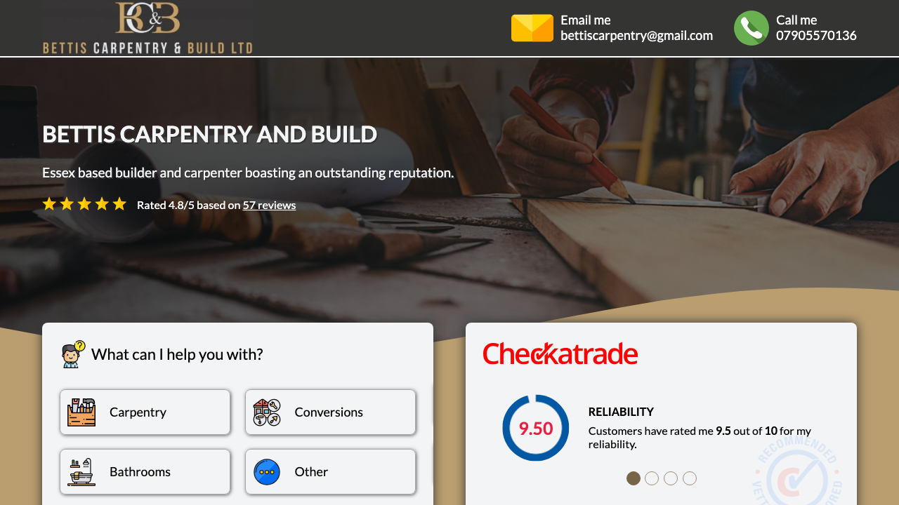 BETTIS CARPENTRY AND BUILD LTD website preview