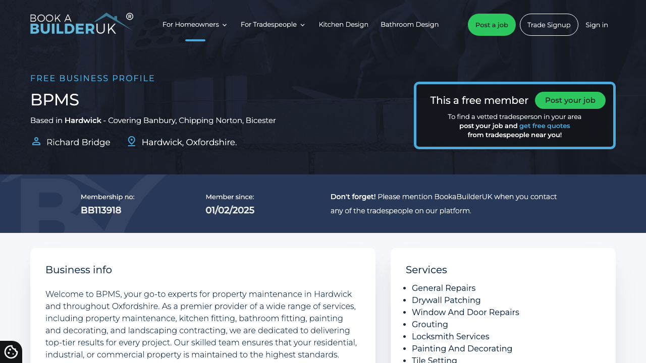 BPMS (OXFORD) LIMITED website preview