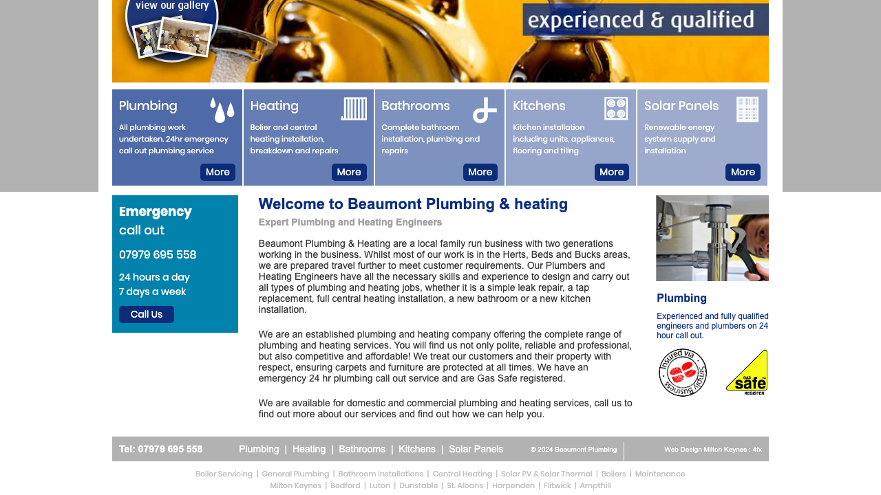 BEAUMONT PLUMBING & HEATING CONTRACTORS LIMITED website preview