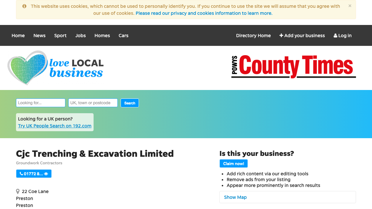 CJC TRENCHING & EXCAVATION LIMITED website preview